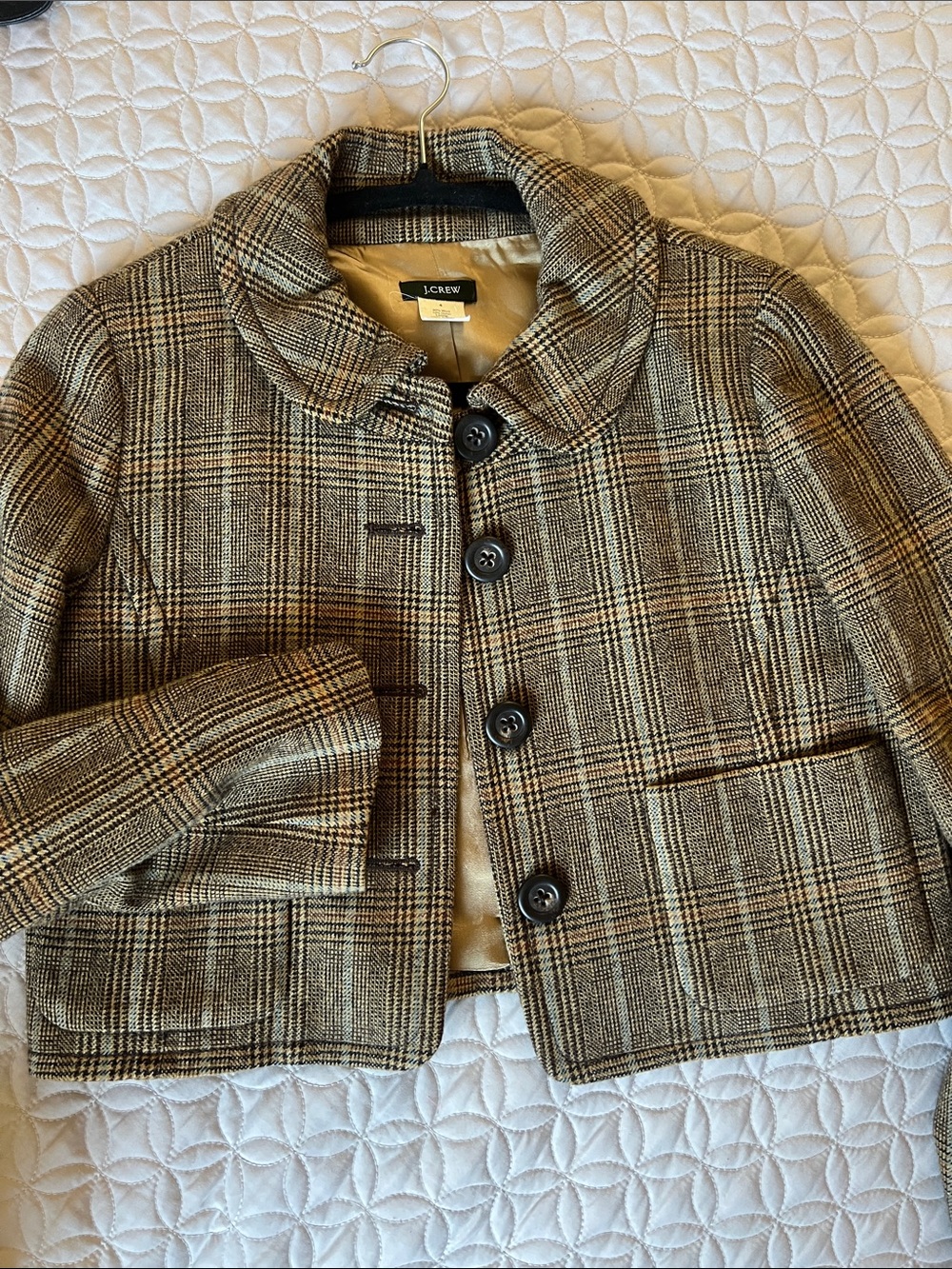 J.Crew Woman’s Brown Plaid Wool-Blend Coat Jacket